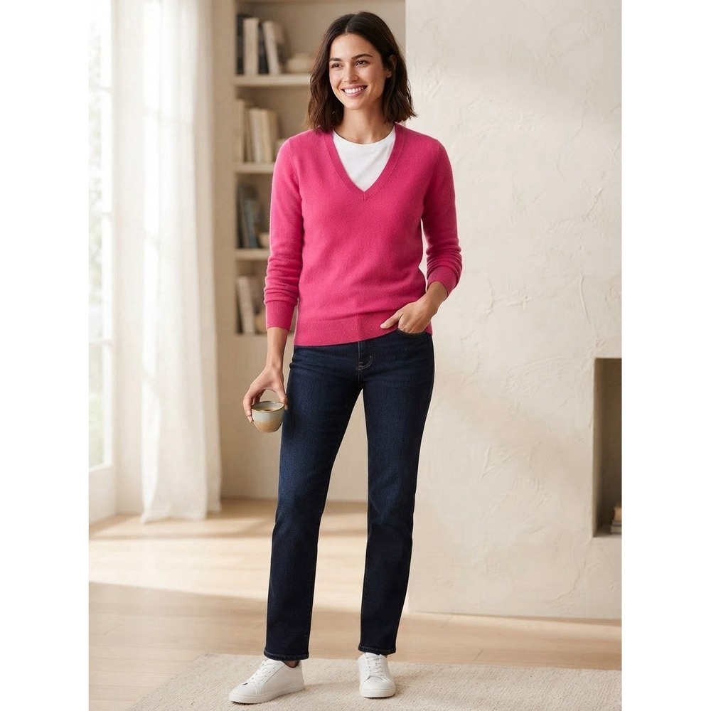 Michael Kors Cashmere Women's Sweater V-Neck Size Small Pink Preppy Barbiecore